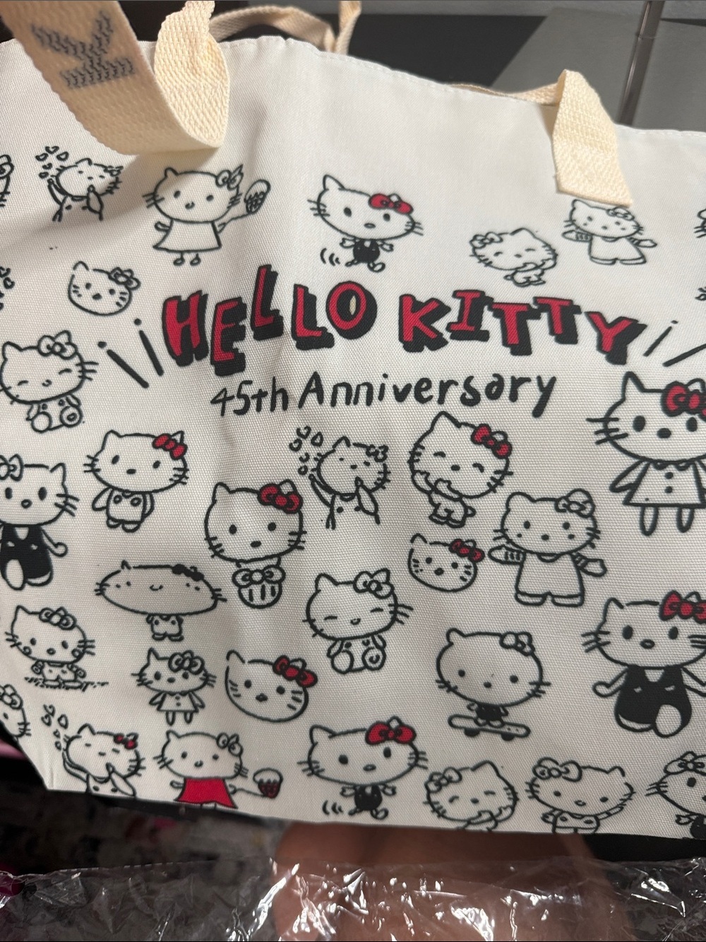 Hello Kitty 45th Anniversary Canvas Tote NIP - Picture 3 of 5